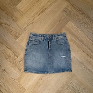 Garage Washed Blue Denim Mini Skirt